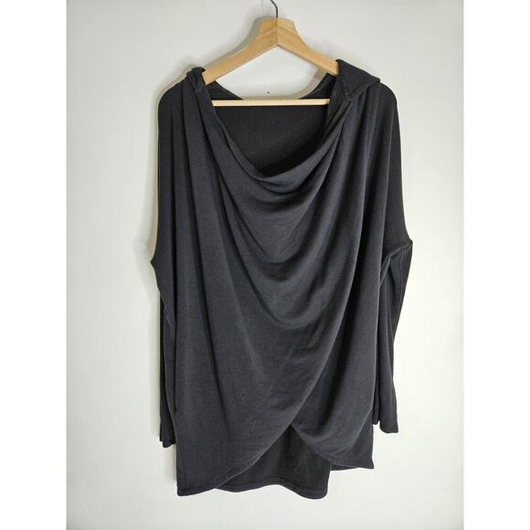 Athleta Purana Wrap Hooded Sweatshirt Black Super Soft Size Medium #486073 - Picture 2 of 5